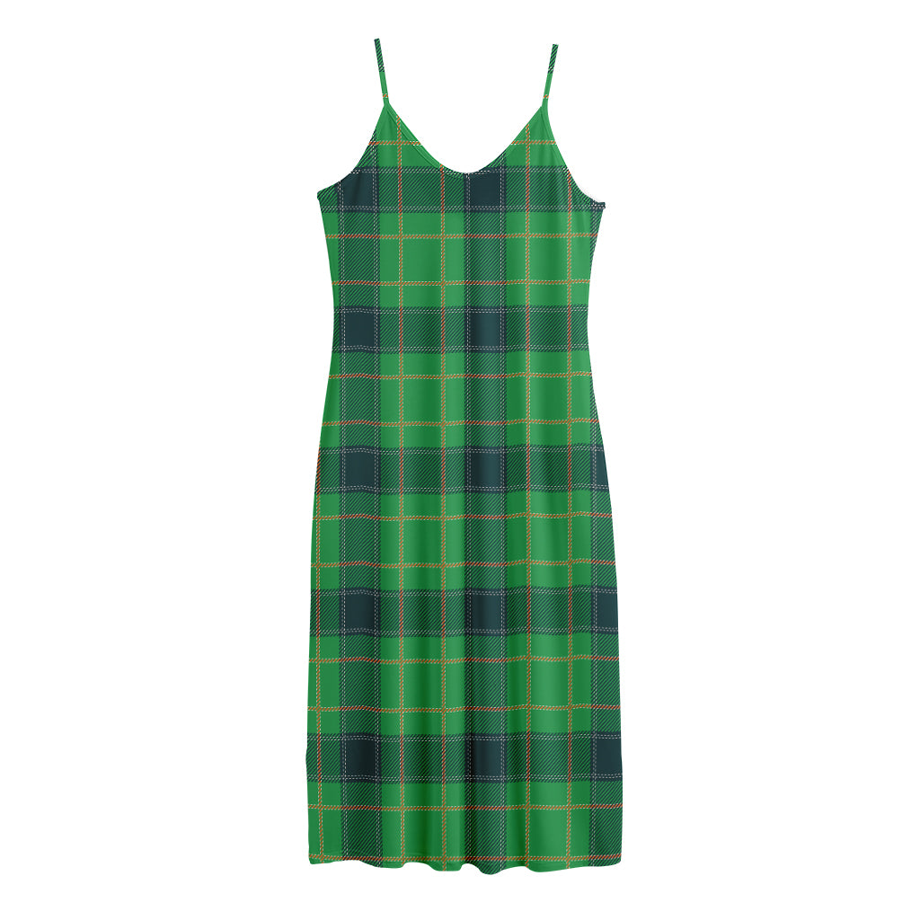 St. Patrick's Day Scottish Plaid Print Jersey Midi Cami Dress