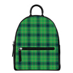 St. Patrick's Day Scottish Plaid Print Leather Backpack