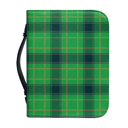 St. Patrick's Day Scottish Plaid Print Leather Bible Cover