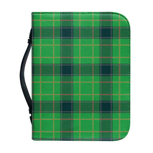 St. Patrick's Day Scottish Plaid Print Leather Bible Cover