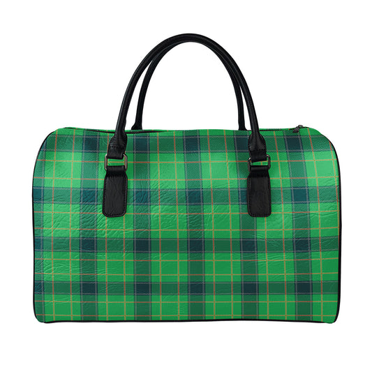 St. Patrick's Day Scottish Plaid Print Leather Duffle Bag