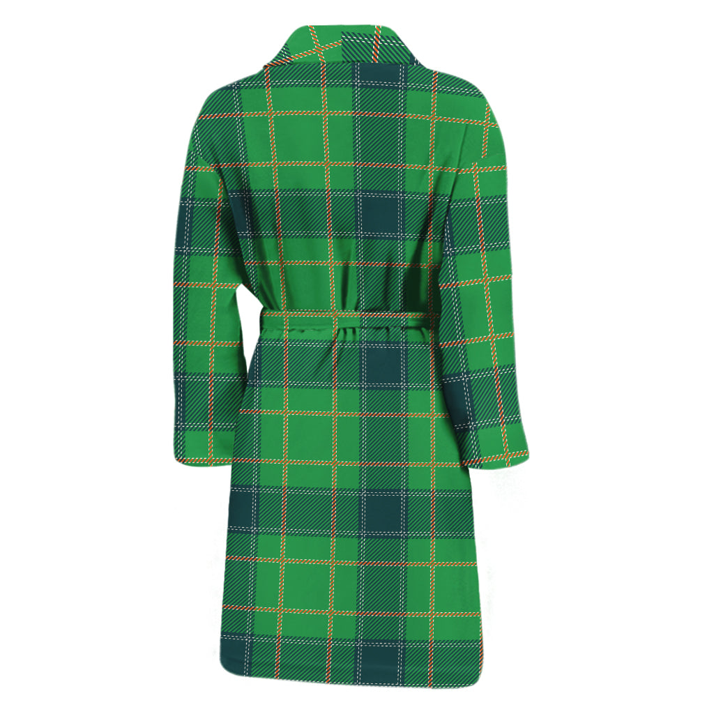 St. Patrick's Day Scottish Plaid Print Men's Bathrobe