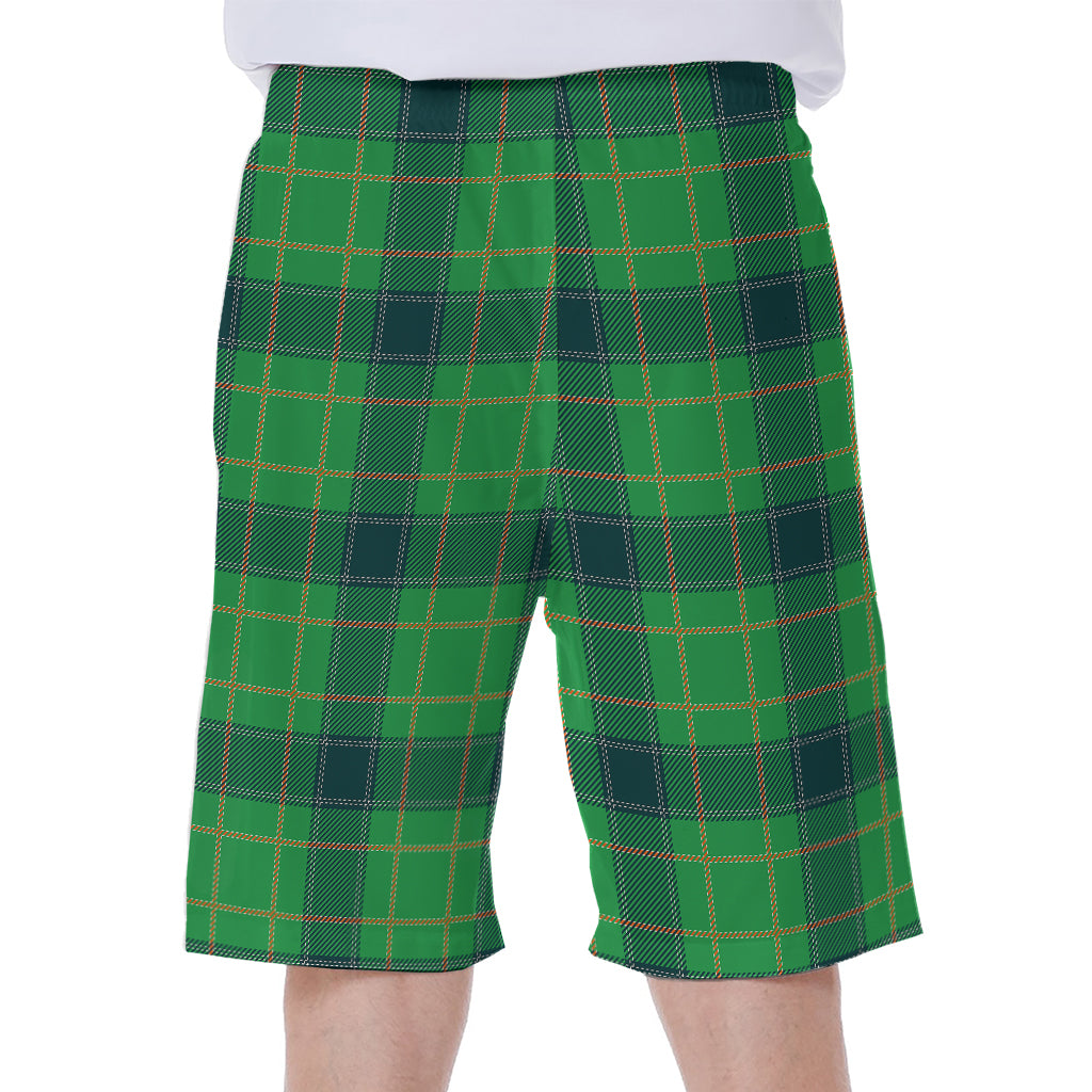 St. Patrick's Day Scottish Plaid Print Men's Beach Shorts