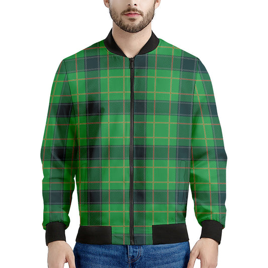St. Patrick's Day Scottish Plaid Print Men's Bomber Jacket