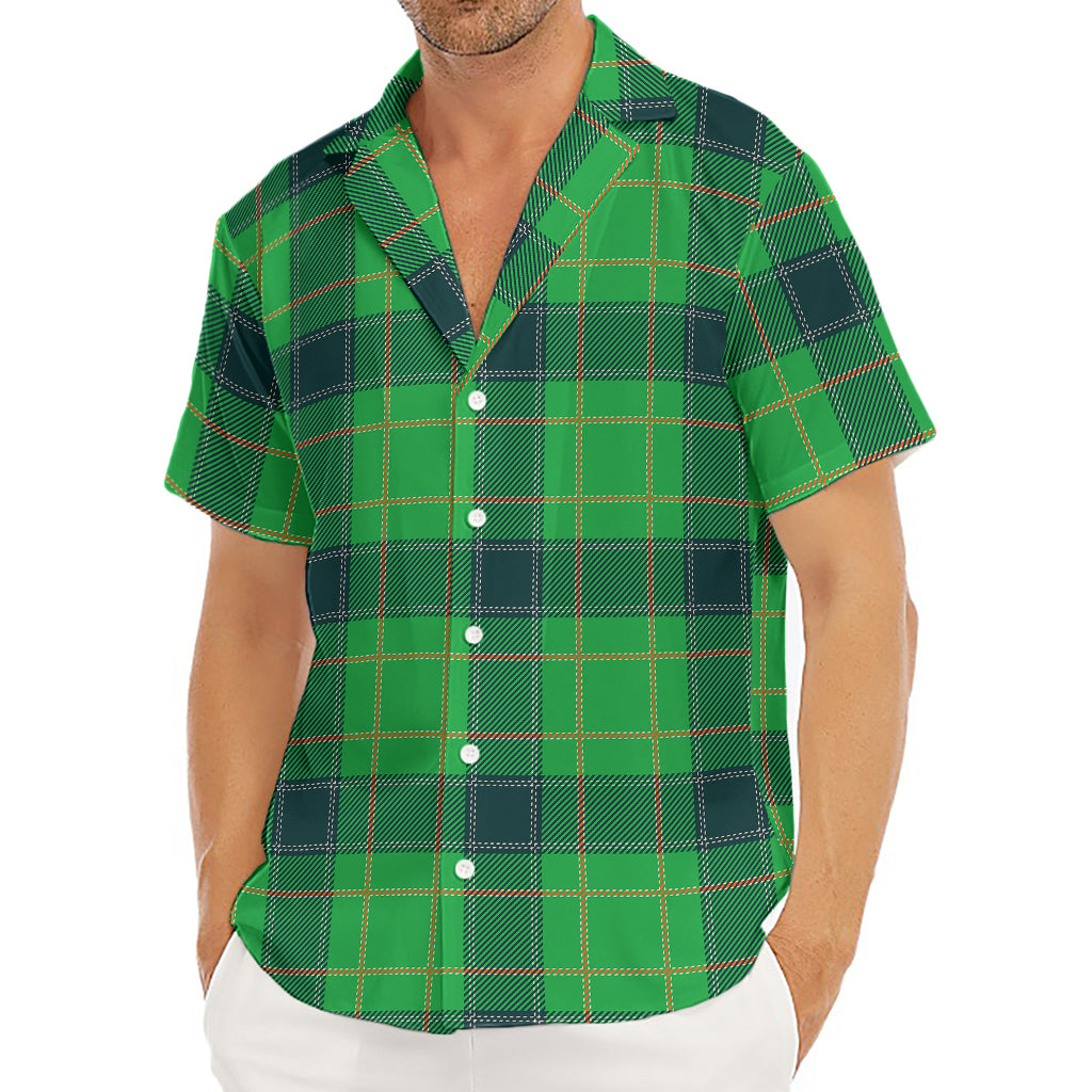 St. Patrick's Day Scottish Plaid Print Men's Deep V-Neck Shirt