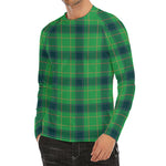 St. Patrick's Day Scottish Plaid Print Men's Long Sleeve Rash Guard