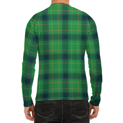 St. Patrick's Day Scottish Plaid Print Men's Long Sleeve Rash Guard