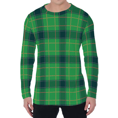 St. Patrick's Day Scottish Plaid Print Men's Long Sleeve T-Shirt