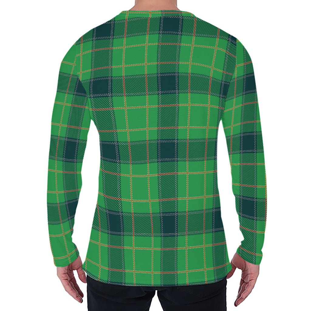 St. Patrick's Day Scottish Plaid Print Men's Long Sleeve T-Shirt