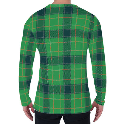 St. Patrick's Day Scottish Plaid Print Men's Long Sleeve T-Shirt