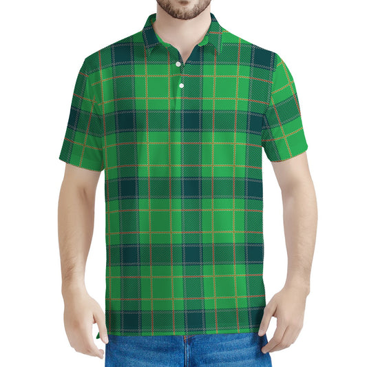 St. Patrick's Day Scottish Plaid Print Men's Polo Shirt