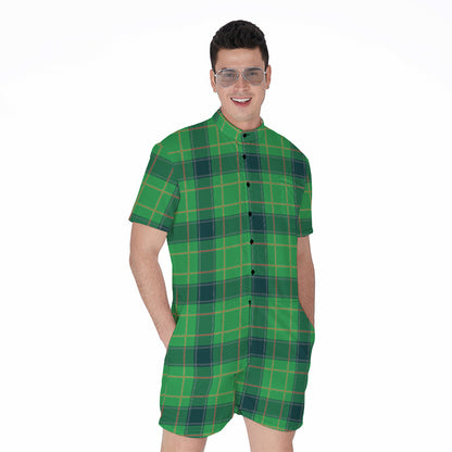 St. Patrick's Day Scottish Plaid Print Men's Rompers