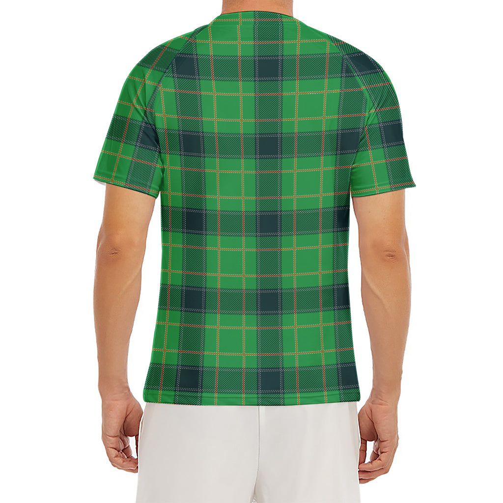 St. Patrick's Day Scottish Plaid Print Men's Short Sleeve Rash Guard