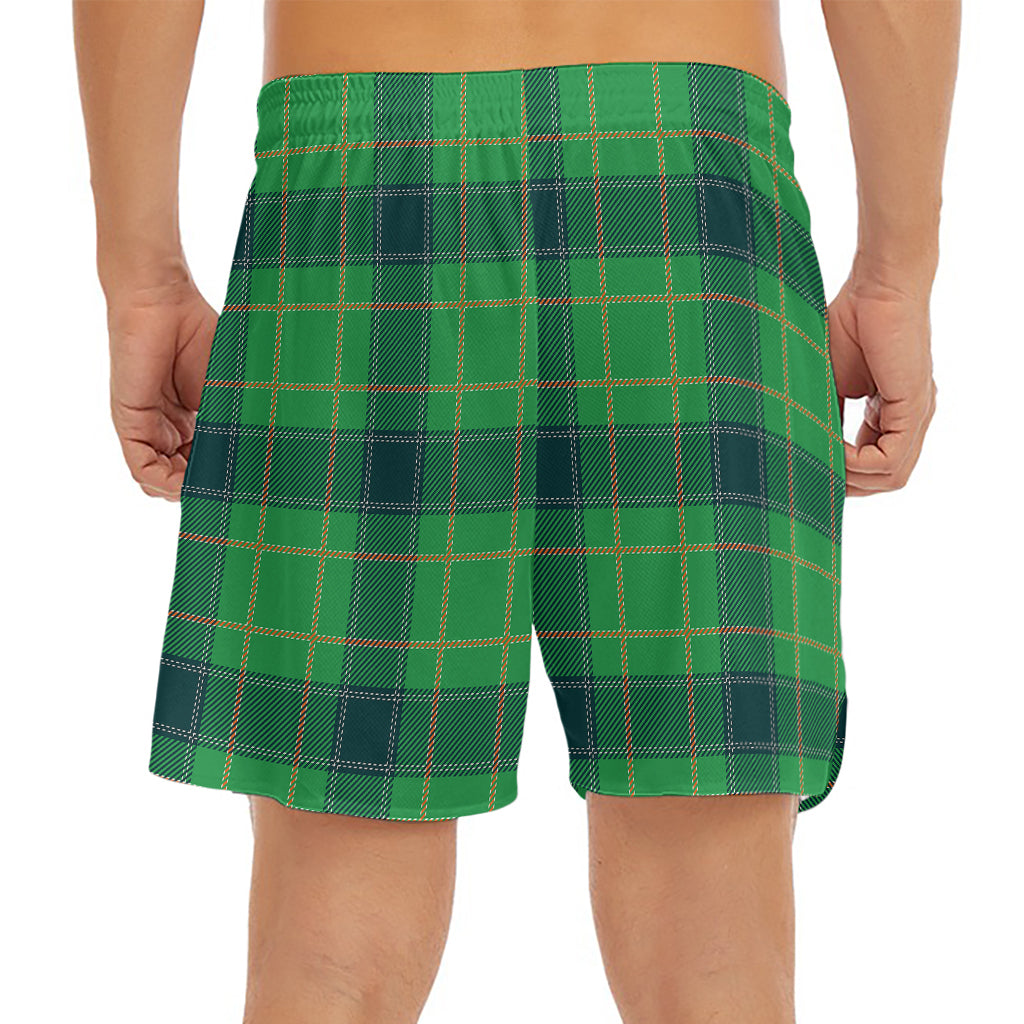 St. Patrick's Day Scottish Plaid Print Men's Split Running Shorts