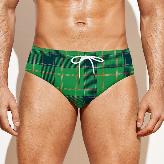 St. Patrick's Day Scottish Plaid Print Men's Swim Briefs
