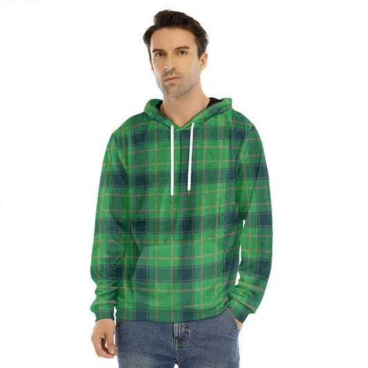 St. Patrick's Day Scottish Plaid Print Men's Velvet Pullover Hoodie
