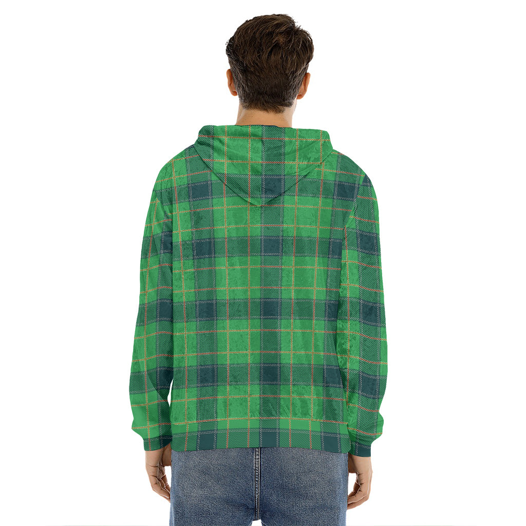 St. Patrick's Day Scottish Plaid Print Men's Velvet Pullover Hoodie
