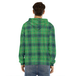 St. Patrick's Day Scottish Plaid Print Men's Velvet Pullover Hoodie