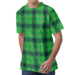 St. Patrick's Day Scottish Plaid Print Men's Velvet T-Shirt