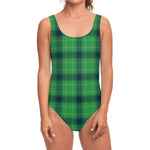 St. Patrick's Day Scottish Plaid Print One Piece Swimsuit