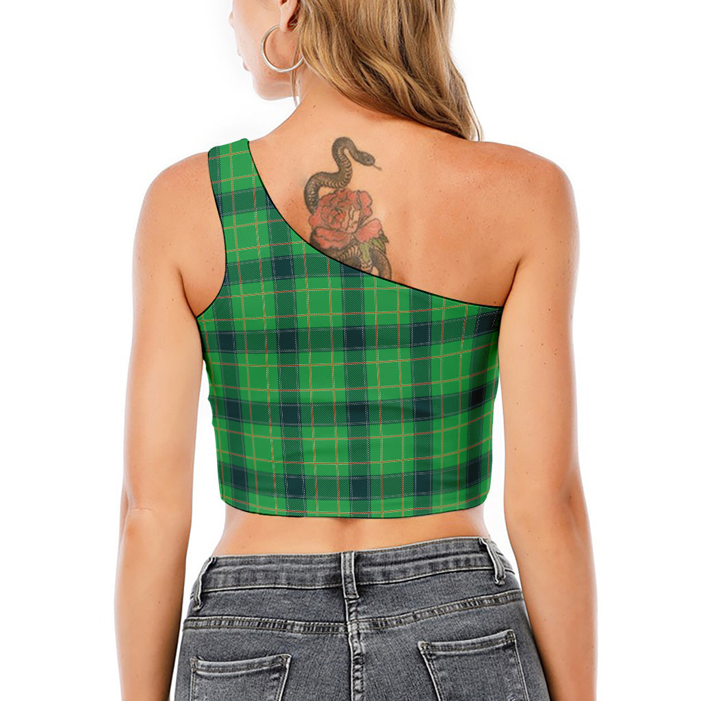 St. Patrick's Day Scottish Plaid Print One Shoulder Crop Top