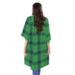 St. Patrick's Day Scottish Plaid Print Open Front Beach Cover Up