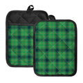 St. Patrick's Day Scottish Plaid Print Pot Holders With Pocket
