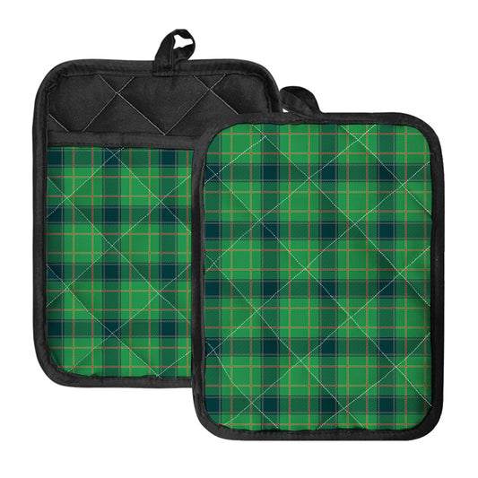 St. Patrick's Day Scottish Plaid Print Pot Holders With Pocket