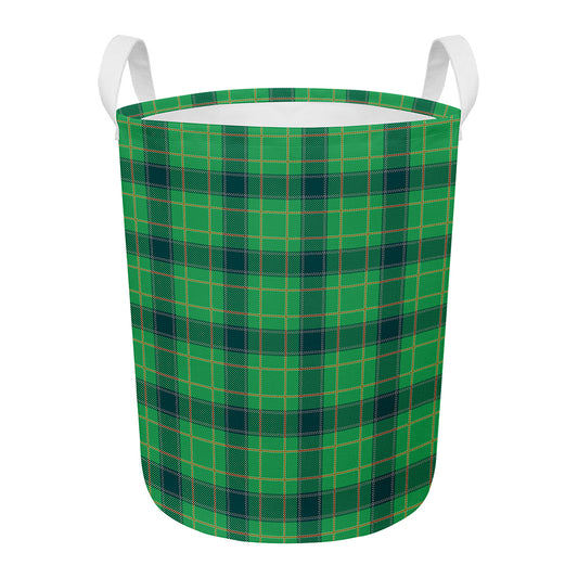 St. Patrick's Day Scottish Plaid Print Round Laundry Basket