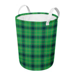 St. Patrick's Day Scottish Plaid Print Round Laundry Basket