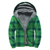 St. Patrick's Day Scottish Plaid Print Sherpa Lined Zip Up Hoodie
