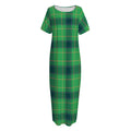 St. Patrick's Day Scottish Plaid Print Short Sleeve Long Nightdress