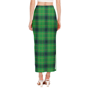 St. Patrick's Day Scottish Plaid Print Side Slit Maxi Skirt