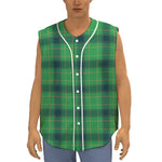 St. Patrick's Day Scottish Plaid Print Sleeveless Baseball Jersey