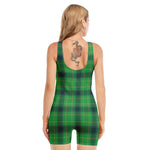 St. Patrick's Day Scottish Plaid Print Sleeveless One Piece Swimsuit