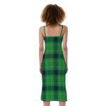 St. Patrick's Day Scottish Plaid Print Slim Fit Midi Cami Dress