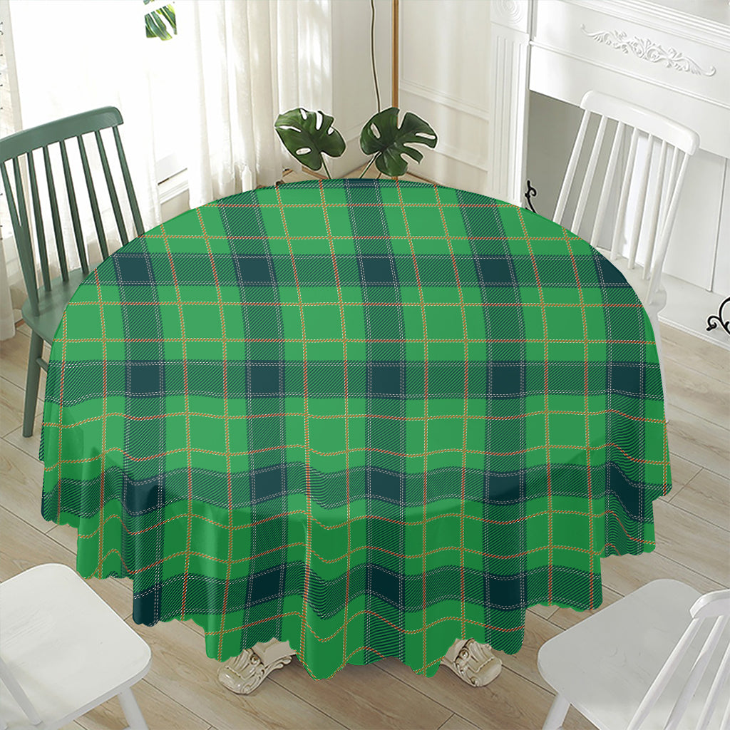 St. Patrick's Day Scottish Plaid Print Waterproof Round Tablecloth