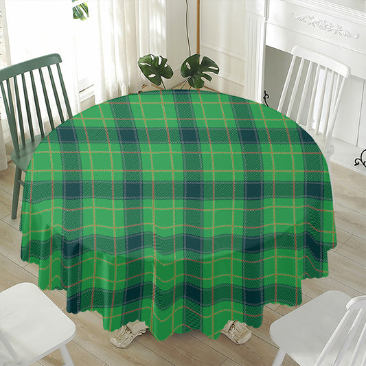 St. Patrick's Day Scottish Plaid Print Waterproof Round Tablecloth