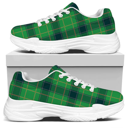 St. Patrick's Day Scottish Plaid Print White Chunky Shoes