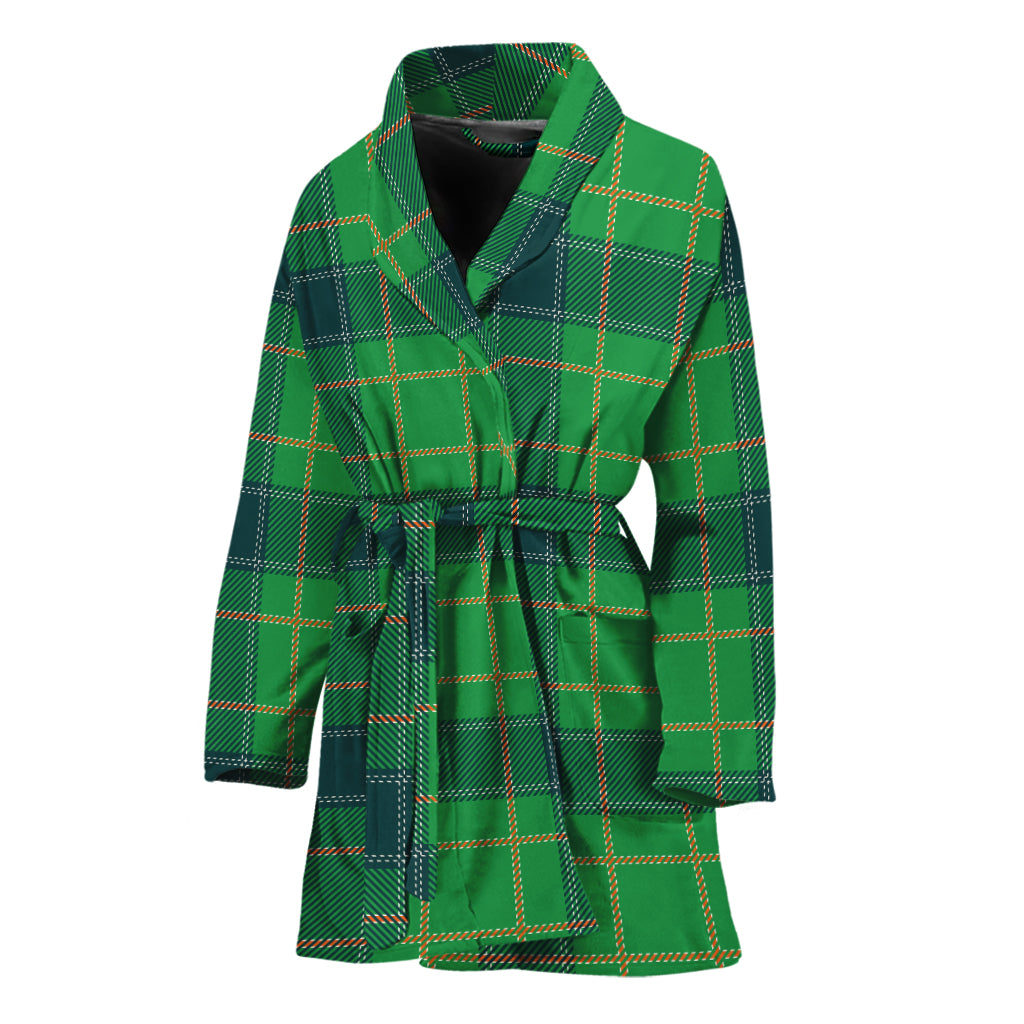 St. Patrick's Day Scottish Plaid Print Women's Bathrobe