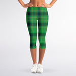 St. Patrick's Day Scottish Plaid Print Women's Capri Leggings