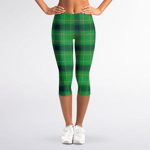 St. Patrick's Day Scottish Plaid Print Women's Capri Leggings