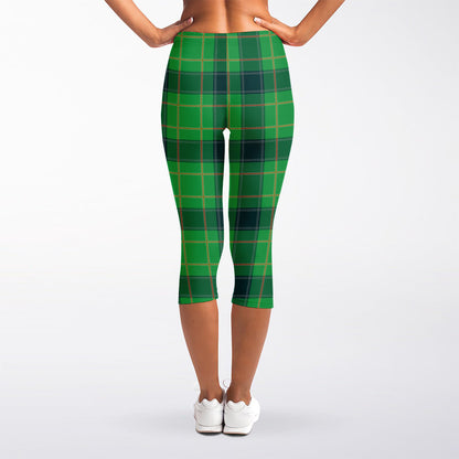 St. Patrick's Day Scottish Plaid Print Women's Capri Leggings