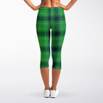 St. Patrick's Day Scottish Plaid Print Women's Capri Leggings