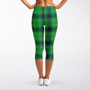 St. Patrick's Day Scottish Plaid Print Women's Capri Leggings