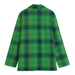 St. Patrick's Day Scottish Plaid Print Women's Cotton Blazer