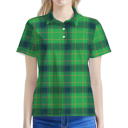 St. Patrick's Day Scottish Plaid Print Women's Polo Shirt