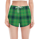 St. Patrick's Day Scottish Plaid Print Women's Split Running Shorts