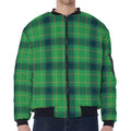 St. Patrick's Day Scottish Plaid Print Zip Sleeve Bomber Jacket