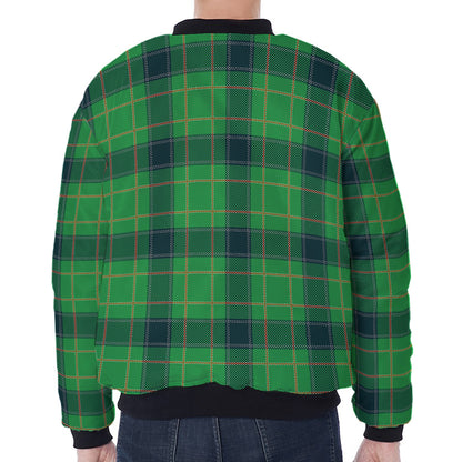 St. Patrick's Day Scottish Plaid Print Zip Sleeve Bomber Jacket